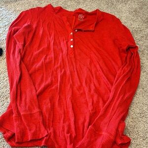 christmas red aerie waffle shirt